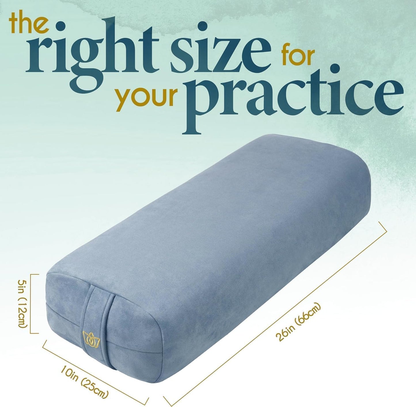Florensi Yoga Bolster Pillow-Luxurious Velvet Bolster for Restorative Yoga-Large Rectangular Cushion with Carry Handle-Supportive Meditation Cushion-Machine Washable Cover and Carry Handle(Light Blue)