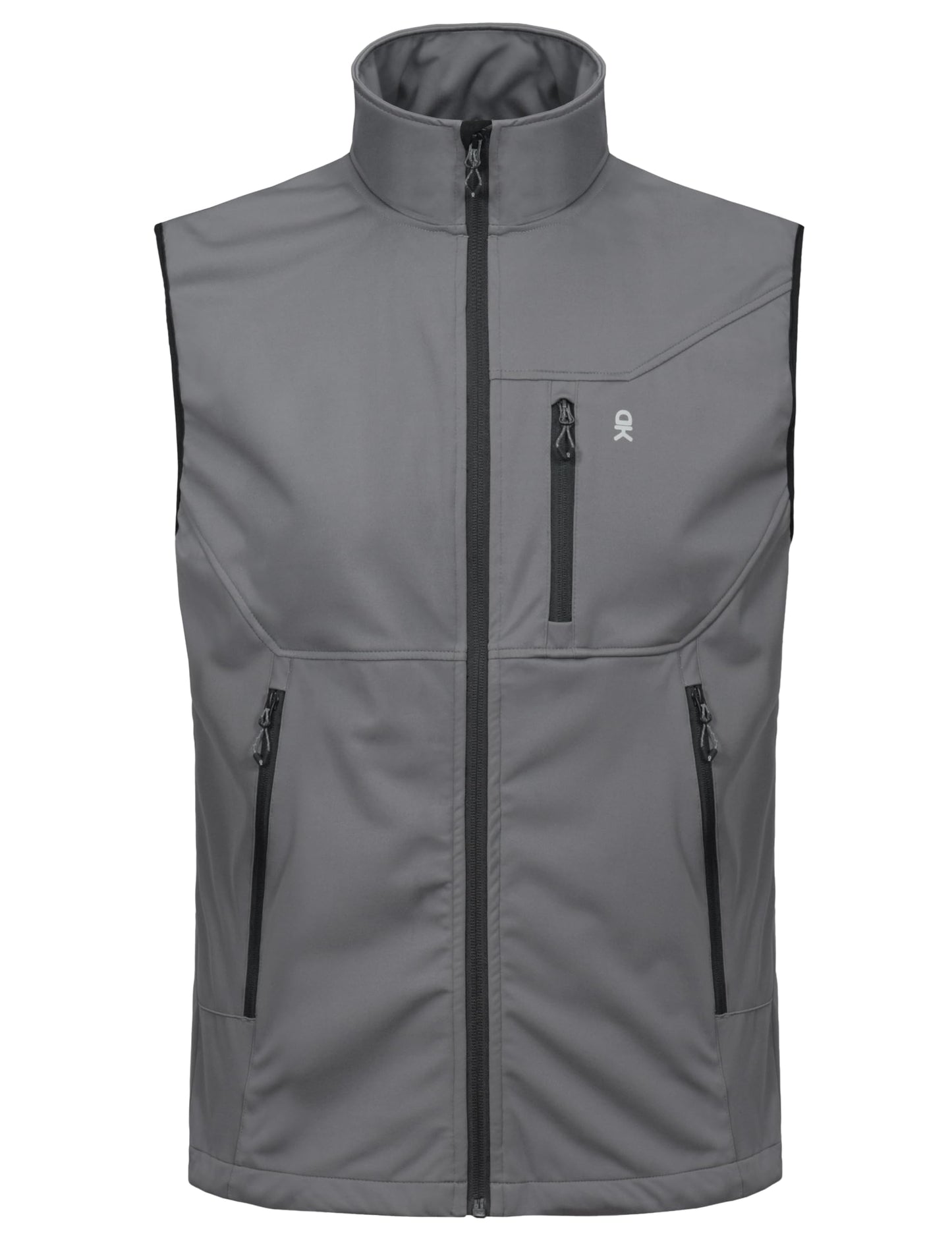 Little Donkey Andy Men's Lightweight Softshell Vest Windproof Sleeveless Jacket for Travel Hiking Running Golf Gray L