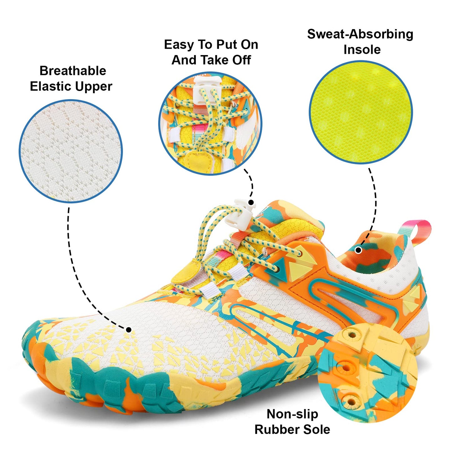 XIHALOOK Kayaking Surfing Beach Pool Water Shoes for Women Men Hiking Trail Running Shoes Beige Yellow, 10 Women/8.5 Men