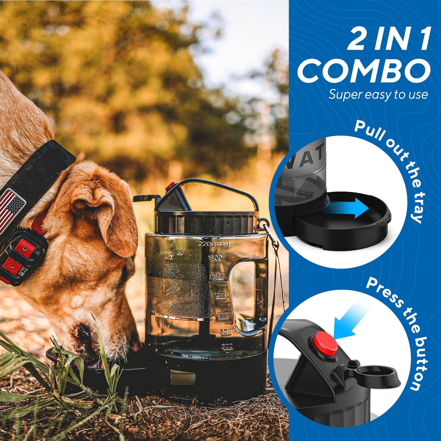 Dog Water Bowl Dispenser,Travel Dog Bowls for Camping Dog Park Hunting, 77OZ Dog Water Dispenser with Pull-Out Travel Water Bowls for Dogs,Dog Travel Water Bowl Dispenser Pet Dog Water Bottle,BPA Free