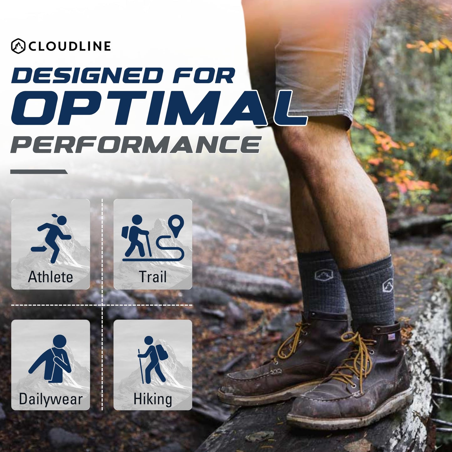 CloudLine Merino Wool Hiking Socks for Men and Women - Cushioned, Soft, Anti-Blister, Moisture Wicking, Made in USA - Autumn Orange, Size Large, 1 Pair