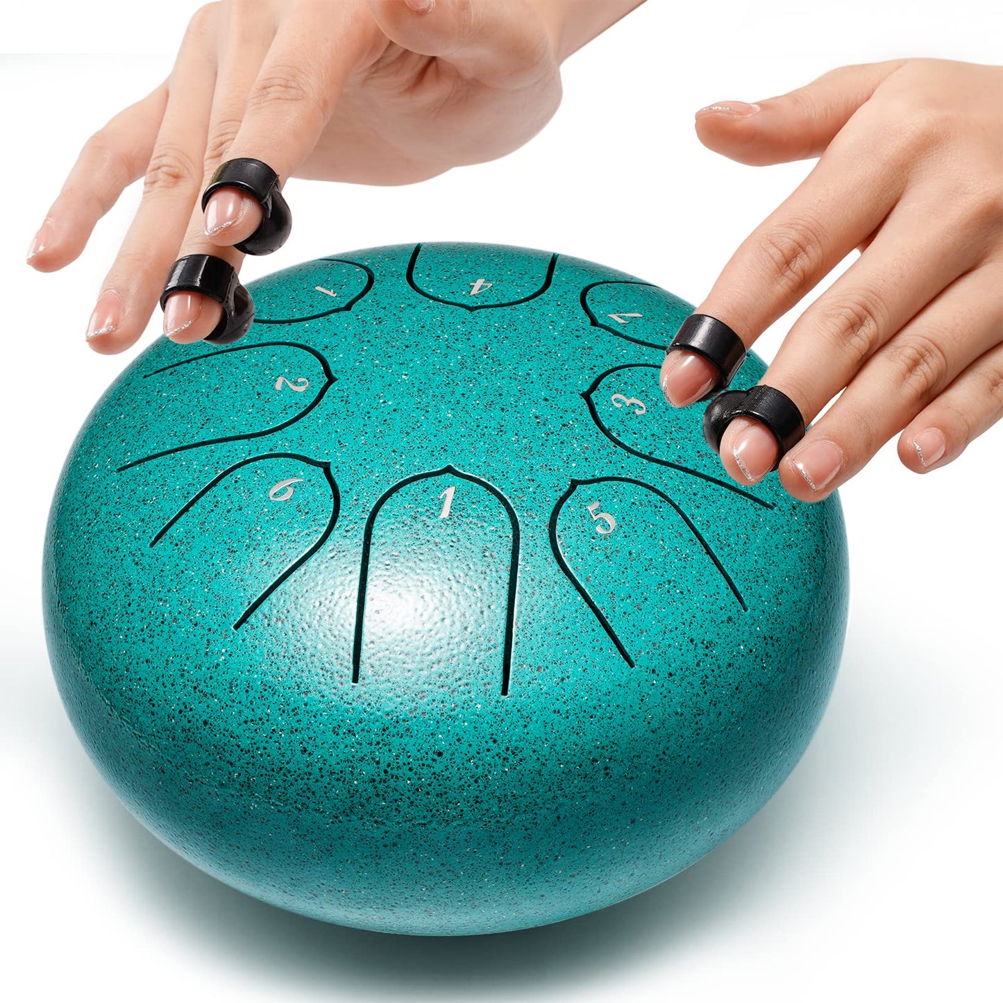 Steel Tongue Drum Musical Instruments: 6 Inch 8 Notes Metal Hand Drums, Music Gifts for Family Friends (Malachite)