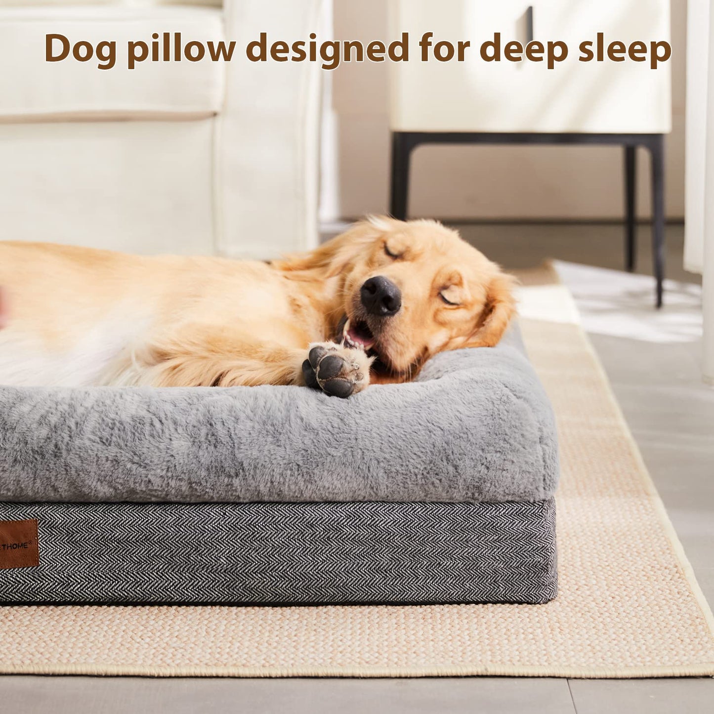BFPETHOME Sofa Dog Beds for Large Dogs, Washable Large Dog Bed with Bolster, Orthopedic Large Dog Beds with Removable Covers & Waterproof Dog Bed for Pet