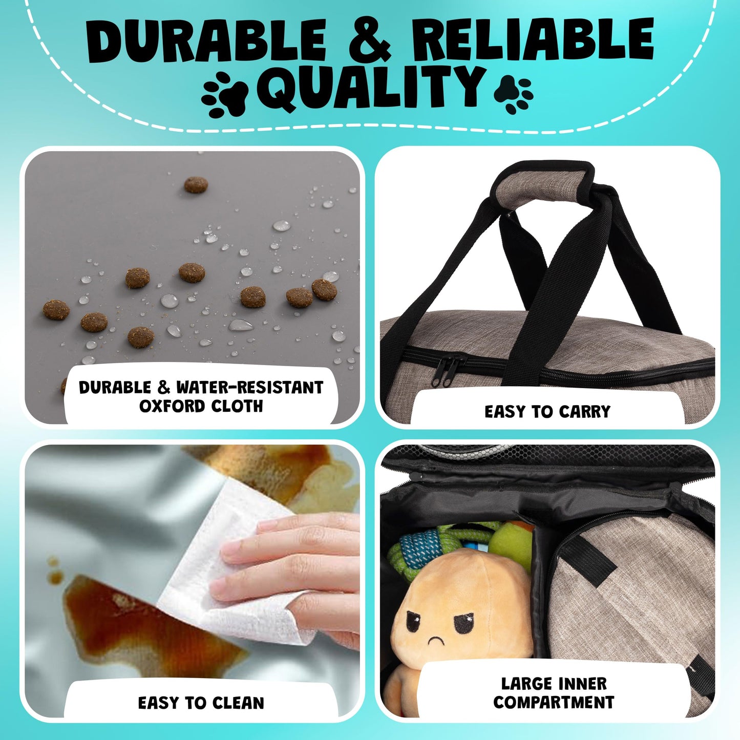Dog Travel Bag | Dog Food Storage Containers, Silicone Mat, Large Collapsible Bowls | Airline Approved Dog Accessories Organizer | Dog Poop Bag Dispenser | Dog Stuff & Pet Supplies Travel Essentials