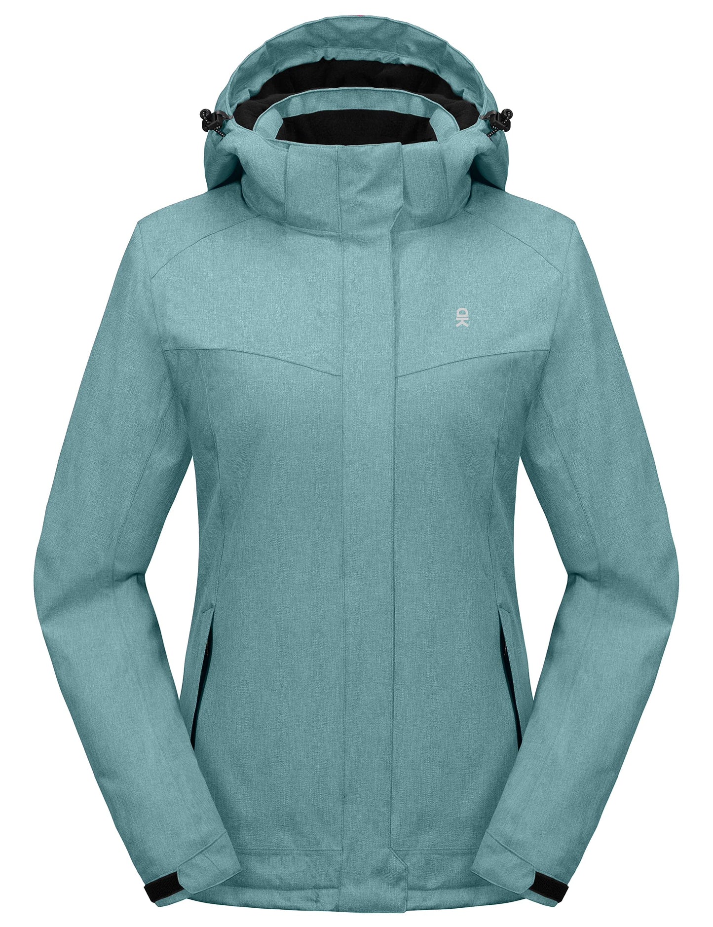 Little Donkey Andy Women's Waterproof Hiking Skiing Jacket with Removable Hood, Fleece Lined Winter Warm Rain Coat Blue Heather M