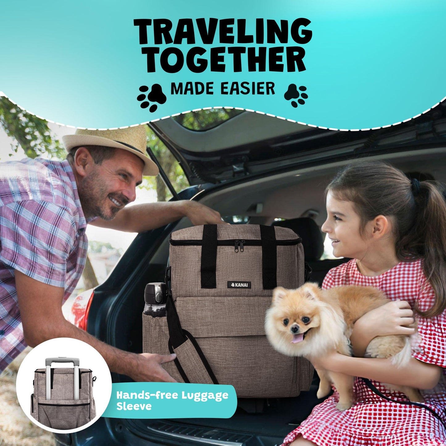 Dog Travel Bag | Dog Food Storage Containers, Silicone Mat, Large Collapsible Bowls | Airline Approved Dog Accessories Organizer | Dog Poop Bag Dispenser | Dog Stuff & Pet Supplies Travel Essentials