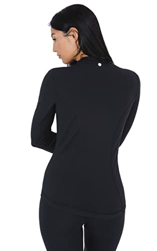 Yogalicious Womens Ultra Soft Lightweight Full Zip Yoga Jacket with Zipper Pockets - Black - XL