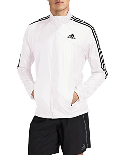 adidas Men's Marathon Jacket 3-Stripes, White/Black, X-Large