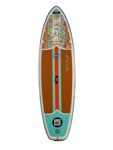 BOTE Wulf Aero Inflatable Stand Up Paddle Board Kit Includes Accessories Adjustable Paddle iSUP Travel Bag Blow Up Pump Safety SUP Coiled Leash Multiple Sizes