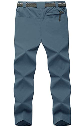 TBMPOY Men's Lightweight Hiking Pants Quick Dry Mountain Fishing Camping Travel Outdoor Pants Thin Stone Blue L
