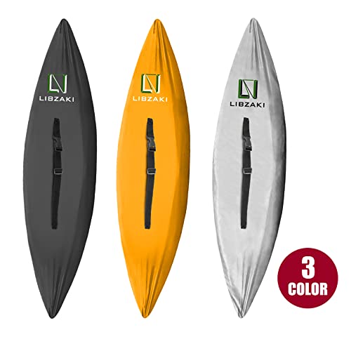 LIBZAKI 9.3-10.5ft Kayak Cover Accessories/Canoe Cover,Upgraded Thickened Waterproof & UV Protection Kayak Covers for Indoor/Outdoor Storage-S-Silver