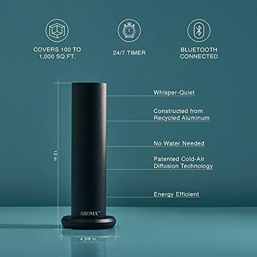 Upgraded: AromaTech AroMini BT Scent Diffuser w/Bluetooth – Cold-Air Diffusion Scent Machine for Home, Office, Hotel, Spa – Nebulizing Diffusion System for Essential Oil Blends – Black