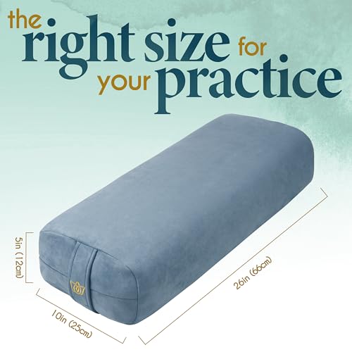 Florensi Yoga Bolster Pillow-Luxurious Velvet Bolster for Restorative Yoga-Large Rectangular Cushion with Carry Handle-Supportive Meditation Cushion-Machine Washable Cover and Carry Handle(Light Blue)