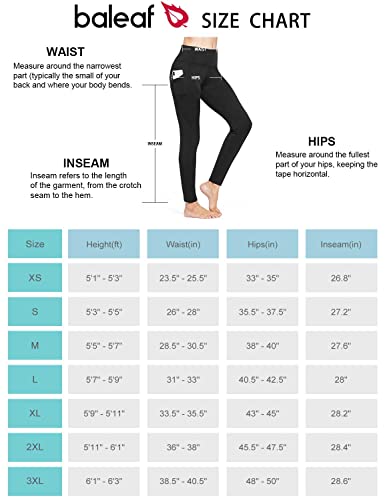 BALEAF Women's Fleece Lined Leggings Thermal Warm Winter Tights High Waisted Thick Yoga Pants Cold Weather with Pockets Black S