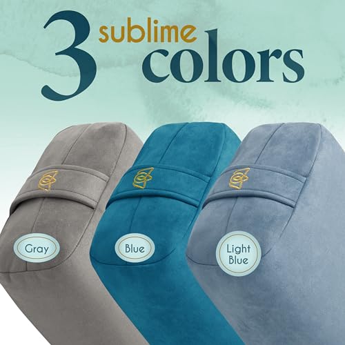 Florensi Yoga Bolster Pillow-Luxurious Velvet Bolster for Restorative Yoga-Large Rectangular Cushion with Carry Handle-Supportive Meditation Cushion-Machine Washable Cover and Carry Handle(Light Blue)