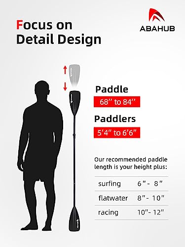 Abahub SUP Paddles - 4 Piece Adjustable Stand up Paddle - Lightweight Oar for Paddleboard, Aluminum Alloy PU Coated Shaft 68" - 86", Black Plastic Nylon Blade