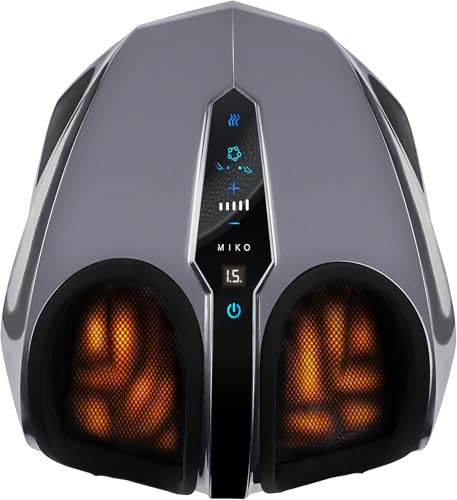 MIKO Foot Massager Machine with Deep-Kneading, Compression, Shiatsu, and Heat for Plantar Fasciitis, Neuropathy, FSA/HSA Eligible - Fits up to Men Size 12