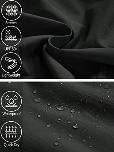 Mens Hiking Convertible Pants Waterproof Lightweight Quick Dry Zip Off Fishing Travel Safari Outdoor Cargo Work Trekking Trousers Black 36