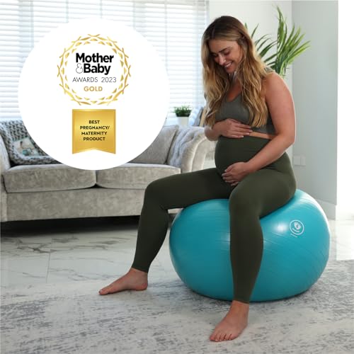 BABYGO® Birthing Ball for Pregnancy & Labor + Our Award Winning Book - Exercise, Birth & Recovery Plan, 5X Stronger Than a Yoga Ball with Eco Friendly Material (Turquoise, 65cm)