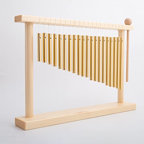 ENNBOM 20 Note Chime Table Top Bar Chime Wind Chime 20 Bars Instrument Percussion with Mallet (Gold)