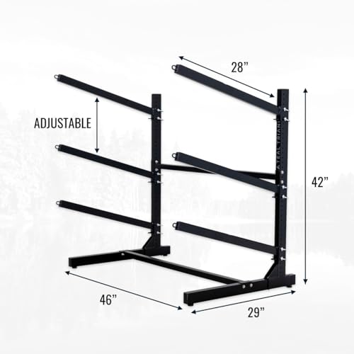 Teal Triangle Freestanding G-Watersport 3 Kayak and SUP Outdoor Storage Rack, Heavy Duty Adjustable Weatherproof Stand