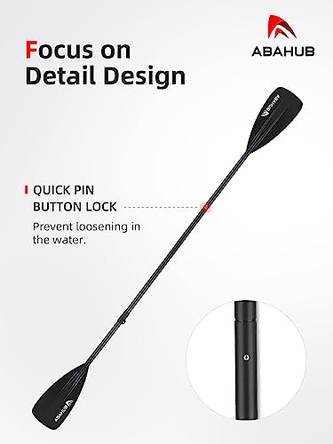 Abahub SUP Paddles - 4 Piece Adjustable Stand up Paddle - Lightweight Oar for Paddleboard, Aluminum Alloy PU Coated Shaft 68" - 86", Black Plastic Nylon Blade