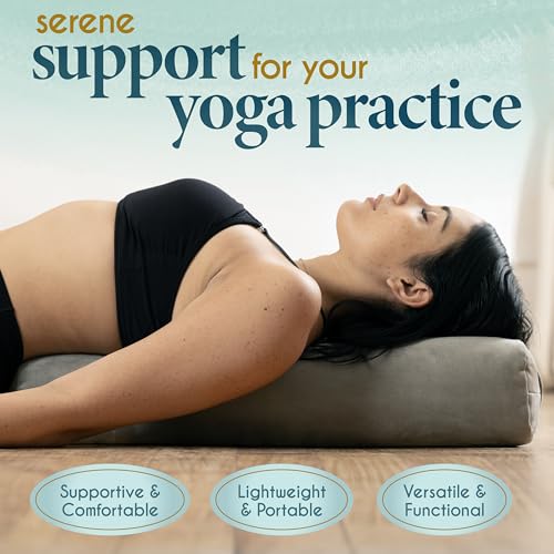 Florensi Yoga Bolster Pillow-Luxurious Velvet Bolster for Restorative Yoga-Large Rectangular Cushion with Carry Handle-Supportive Meditation Cushion-Machine Washable Cover and Carry Handle(Light Blue)