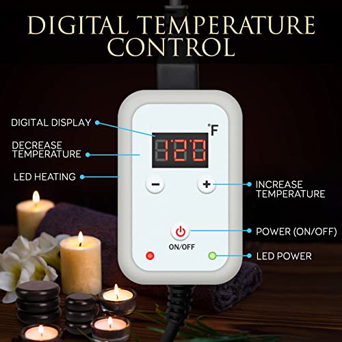 SereneLife Portable Massage Stone Warmer Set - Electric Spa Hot Stones Massager and Heater Kit with 6 Large and 6 Small Round Shaped Basalt Massaging Rocks, Digital Controller Heating Bag