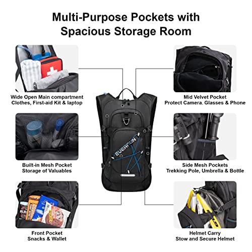 Everfun Hydration Backpack 18L with Water Bladder 2L Hiking Water Backpack Women Men Hydration Pack Insulated Lightweight Day Hydropack with Storage for Hiking, Biking, Running, Festival