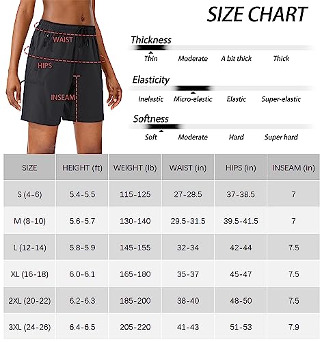 SANTINY Women's 5''/ 7'' Hiking Cargo Shorts Quick Dry Lightweight Summer Shorts for Women Athletic Golf Zipper Pockets(Black_XL)