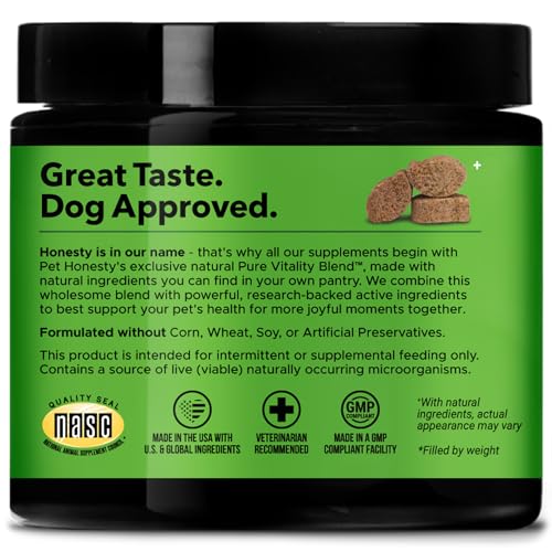 Pet Honesty Probiotics for Dogs, Dog Probiotics for Digestion Support, Digestive Enzymes Promotes Gut Health, Immunity Health & Itch Relief, Prebiotics and Probiotics (Pumpkin 90 ct)