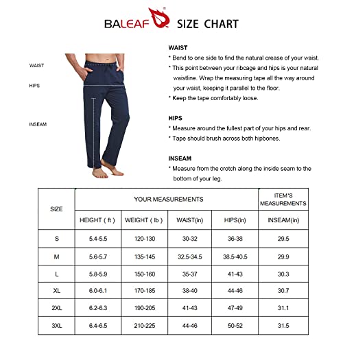 BALEAF Men's Sweatpants Casual Lounge Cotton Pajama Yoga Pants Open Bottom Straight Leg Male Sweat Pants with Pockets Charcoal L