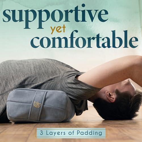 Florensi Yoga Bolster Pillow-Luxurious Velvet Bolster for Restorative Yoga-Large Rectangular Cushion with Carry Handle-Supportive Meditation Cushion-Machine Washable Cover and Carry Handle(Light Blue)