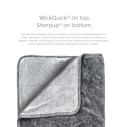 Pet Parents Pawtect Blanket, Premium Waterproof Cat & Dog Blanket with WickQuick & Sherpup Technology, Puppy Blanket, Waterproof Dog Blanket, Blankets for Dogs, Cat Blanket Slate 50x60