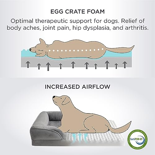 Bedsure Orthopedic Dog Bed for Large Dogs - Big Washable Dog Sofa Beds Large, Supportive Foam Pet Couch Bed with Removable Washable Cover, Waterproof Lining and Nonskid Bottom, Grey