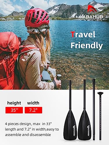 Abahub SUP Paddles - 4 Piece Adjustable Stand up Paddle - Lightweight Oar for Paddleboard, Aluminum Alloy PU Coated Shaft 68" - 86", Black Plastic Nylon Blade
