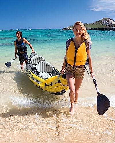 Intex 2-Person Inflatable Kayak Set w/Pump, Aluminum Oars, Adjustable Seats, Explorer K2 - Tandem Blow-up Raft for Adults, Great for Lakes or Rivers