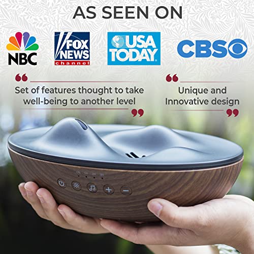 Innovative Aromatherapy Oil Diffuser for Large Room, 500ml Ultrasonic Quiet Cool Mist Aroma Humidifier, 8 Relaxing Sounds, White Noise, Timer, Waterless Auto-Off Safety (Brown)