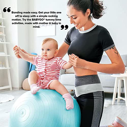 BABYGO® Birthing Ball for Pregnancy & Labor + Our Award Winning Book - Exercise, Birth & Recovery Plan, 5X Stronger Than a Yoga Ball with Eco Friendly Material (Turquoise, 65cm)