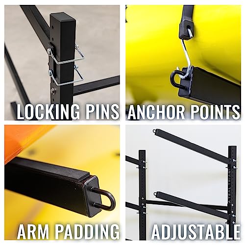 Teal Triangle Freestanding G-Watersport 3 Kayak and SUP Outdoor Storage Rack, Heavy Duty Adjustable Weatherproof Stand