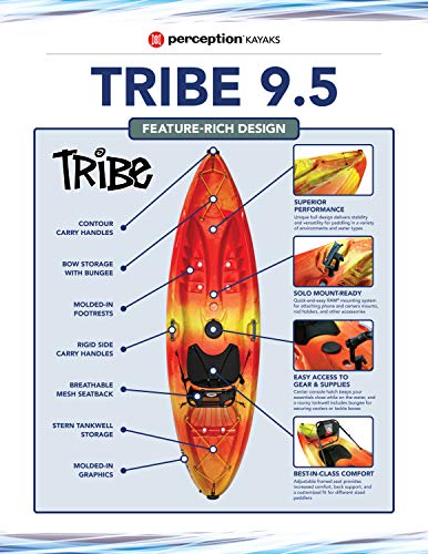 Perception Tribe 9.5 | Sit on Top Kayak | Recreational Kayak | 9' 5" | Funkadelic