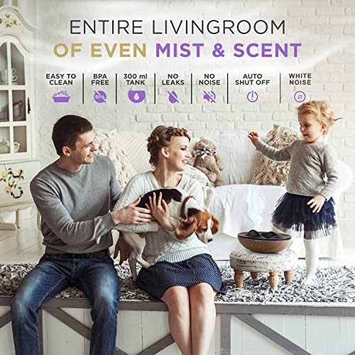 Innovative Aromatherapy Oil Diffuser for Large Room, 500ml Ultrasonic Quiet Cool Mist Aroma Humidifier, 8 Relaxing Sounds, White Noise, Timer, Waterless Auto-Off Safety (Brown)