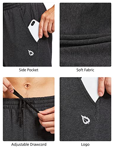 BALEAF Men's Sweatpants Casual Lounge Cotton Pajama Yoga Pants Open Bottom Straight Leg Male Sweat Pants with Pockets Charcoal L