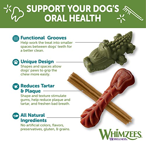 WHIMZEES by Wellness Value Box Natural Dental Chews for Dogs, Long Lasting Treats, Grain-Free, Freshens Breath, Small Breed, 89 count