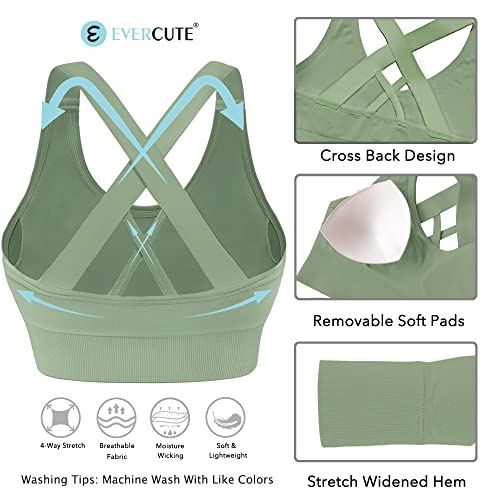 Evercute Sports Bra for Women Padded Medium Support Criss Cross Strappy Bras Seamless High Impact Yoga Exercise Athletic Bras
