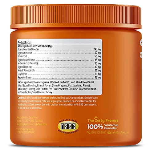 Zesty Paws Calming Chews for Dogs - Dog Calming Chews for Composure & Relaxation - Dog Calming Treats for Everyday Stress & Separation - Turkey - 90 Count