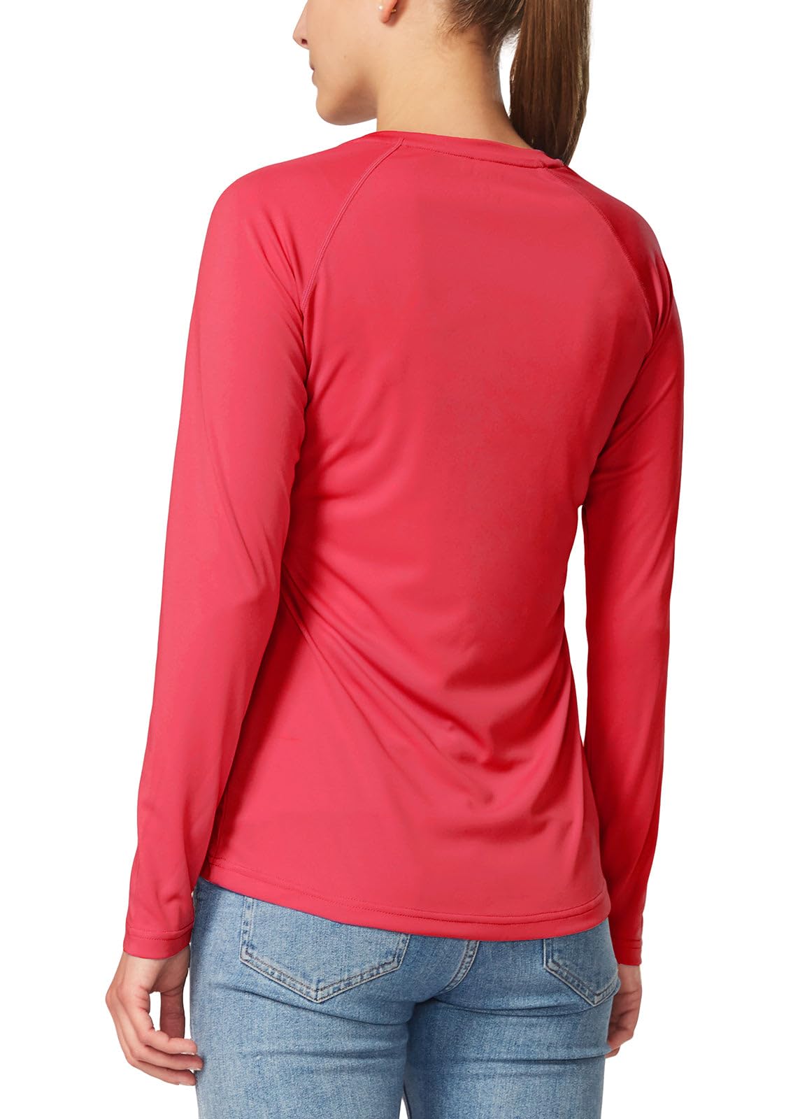 BALEAF Women's Workout Tops Long Sleeve Running Shirts Quick Dry Moisture Wicking Athletic T-Shirts for Exercise Gym Sports Yoga Rouge Red Size L