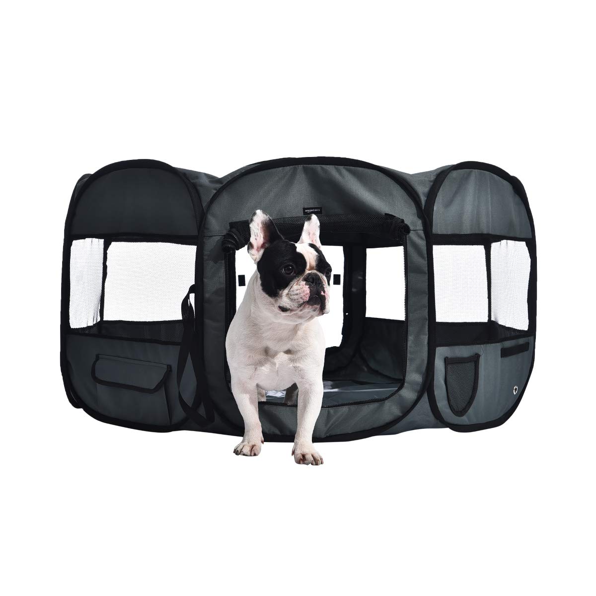 Amazon Basics Portable Soft Pet Dog Octagonal Travel Playpen, Large (45 x 45 x 24 Inches), Grey