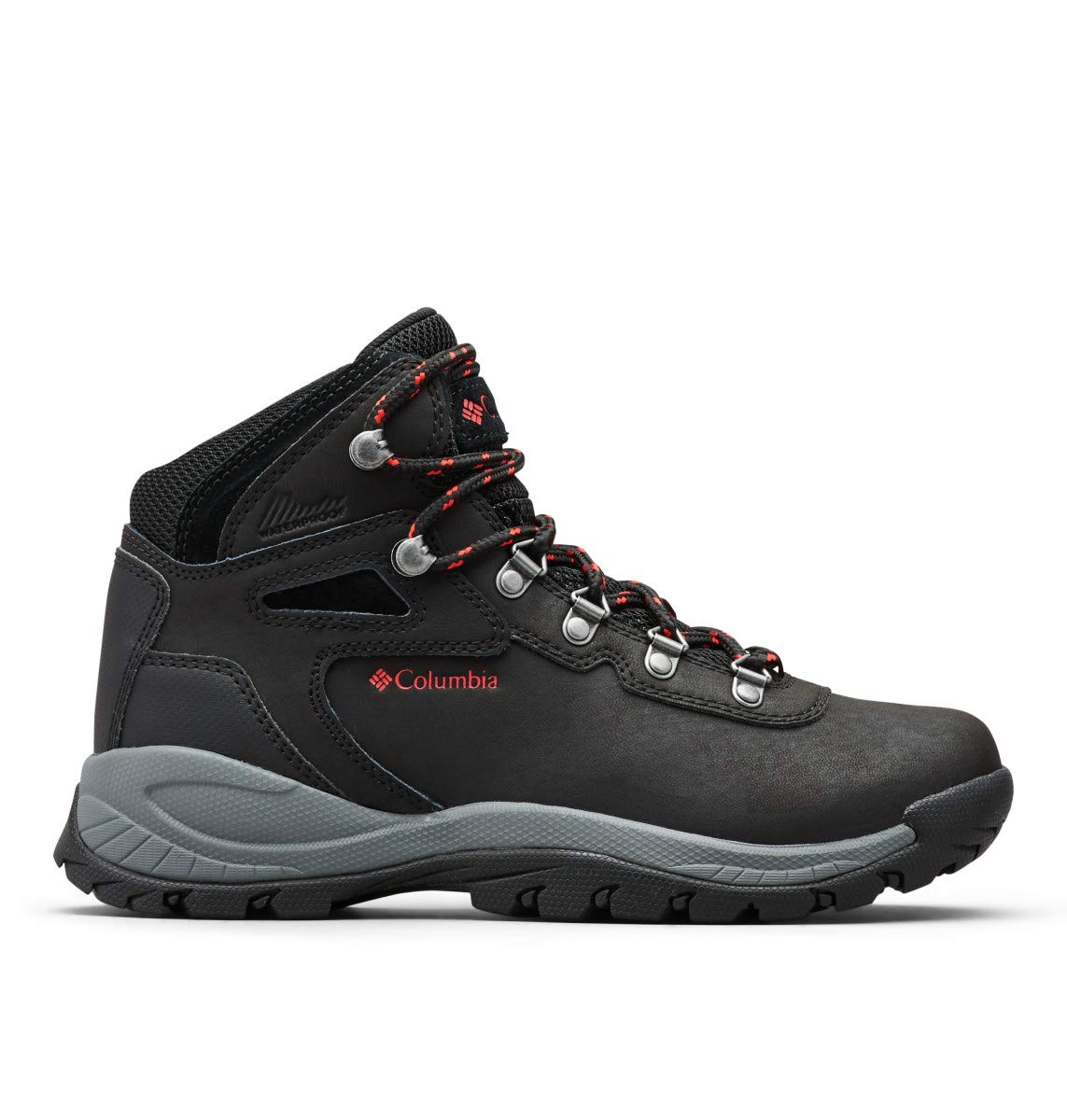 Columbia womens Newton Ridge Plus Waterproof Hiking Boot, Black/Poppy Red, 10 US