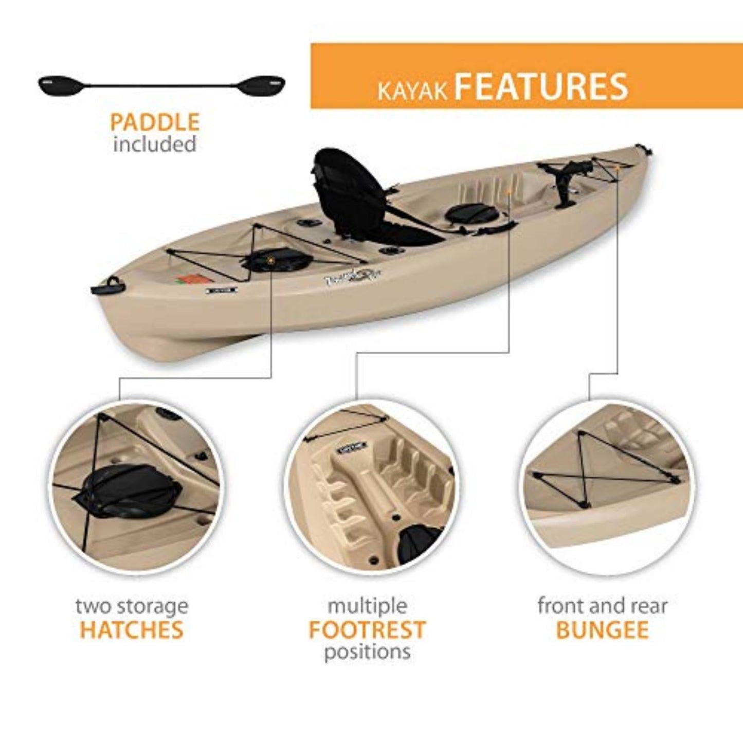 Sit-On-Top Kayak with Paddle for fun relaxation or fishing